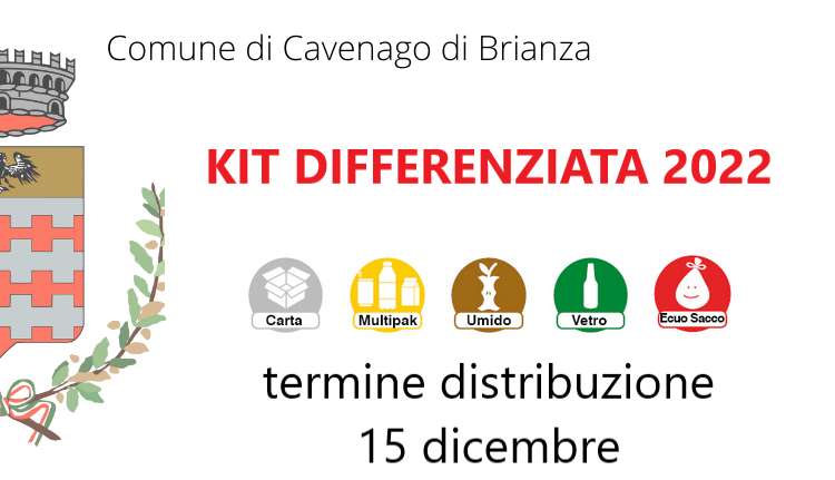 Immagine che raffigura TERMINE DISTRIBUZIONE KIT DIFFERENZIATA 2022