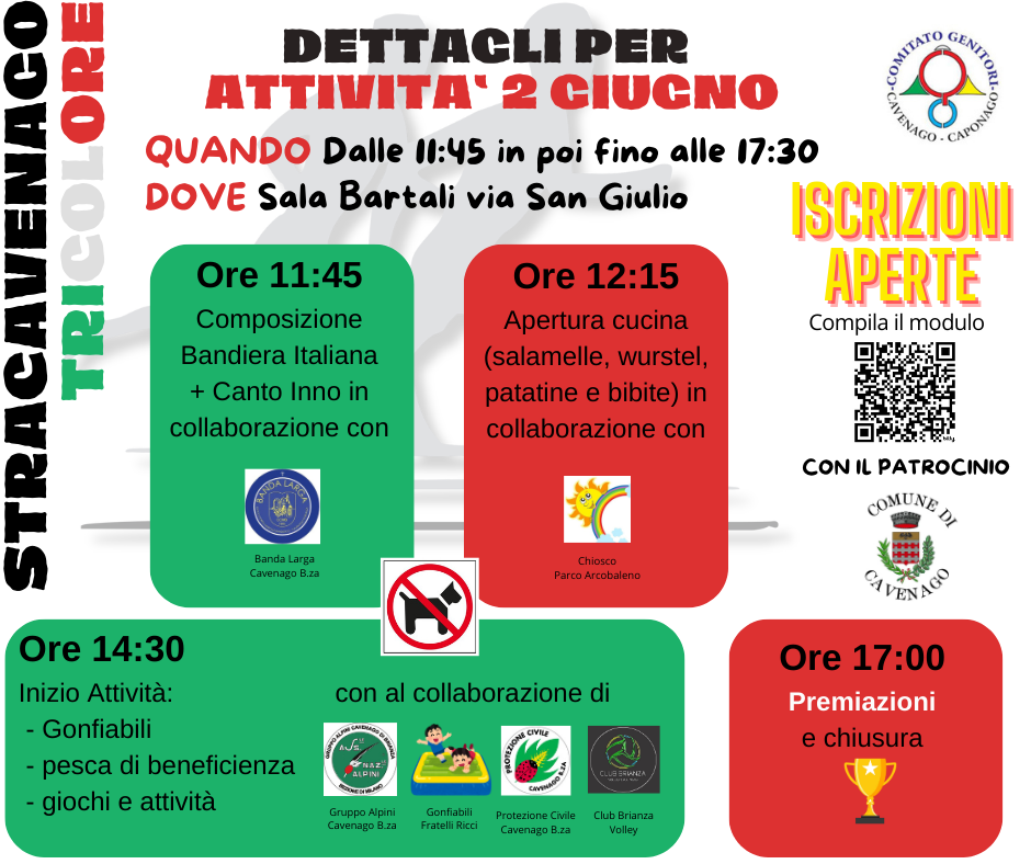 2 giugno 2024 dal mattino alla sera: corsa 3 o 5 km, pranzo e  attività per tutti i bambini e le bambine!