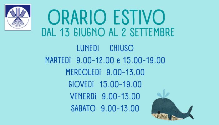 Dal 13 Giugno al 2 di Settembre la Biblioteca Comunale adotterà l'orario estivo