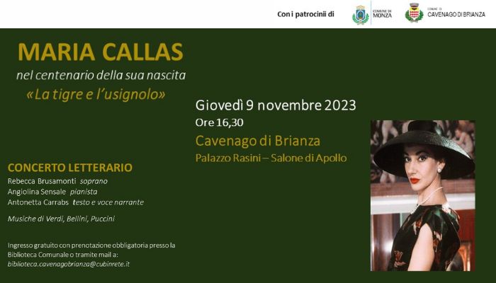 CONCERTO LETTERARIO Giovedì 9 novembre 2023 Ore 16,30 Cavenago di Brianza - Palazzo Rasini – Salone di Apollo

