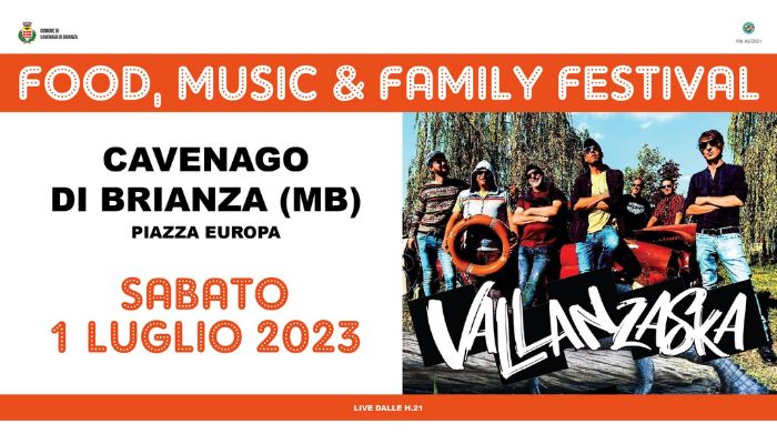 VALLANZASKA IN CONCERTO Sabato 1° Luglio 2023 - H.21.00 CAVENAGO DI BRIANZA (MB) Ingresso Libero _ Piazza Europa